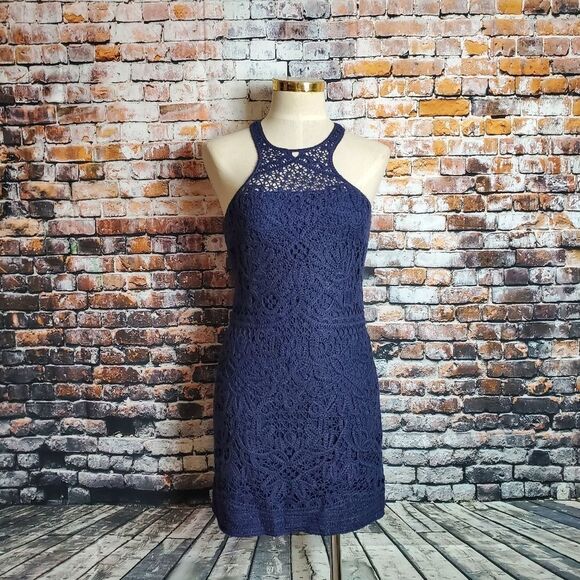 Vera Bradley High Neck Crochet Overlay Dress - Picture 1 of 7
